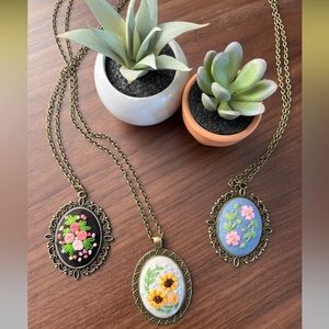 Hand-embroidered necklaces